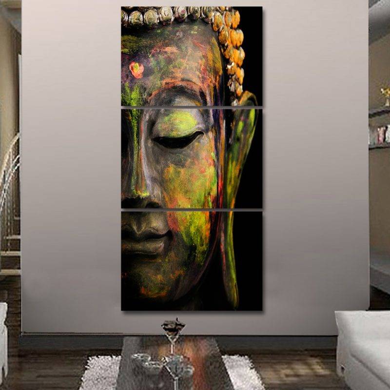 Toile Peinture Buddha 3 pièces Tableaux zen 