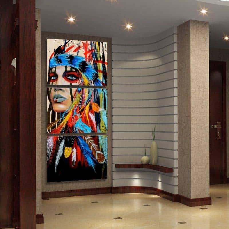 Peinture Amérindienne (Tableau 3 Parties)