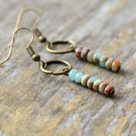 Boucles d&rsquo;Oreilles Pierre Naturelle « 7 Chakras » Bijoux pierre naturelle Boucles d'oreilles pierre naturelle