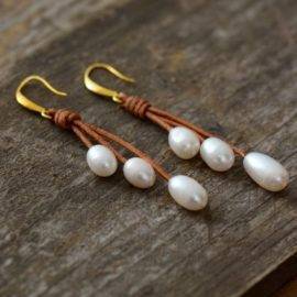 Boucles d&rsquo;Oreilles Pierre Naturelle « Perles Naturelles » Bijoux pierre naturelle Boucles d'oreilles pierre naturelle