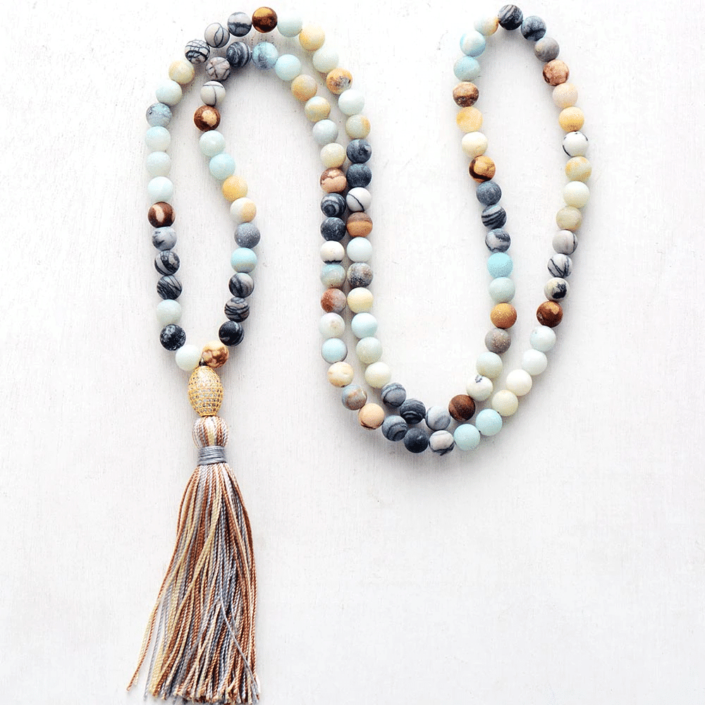 Collier d&rsquo;Amazonite bleue Bijoux pierre naturelle Collier pierre naturelle