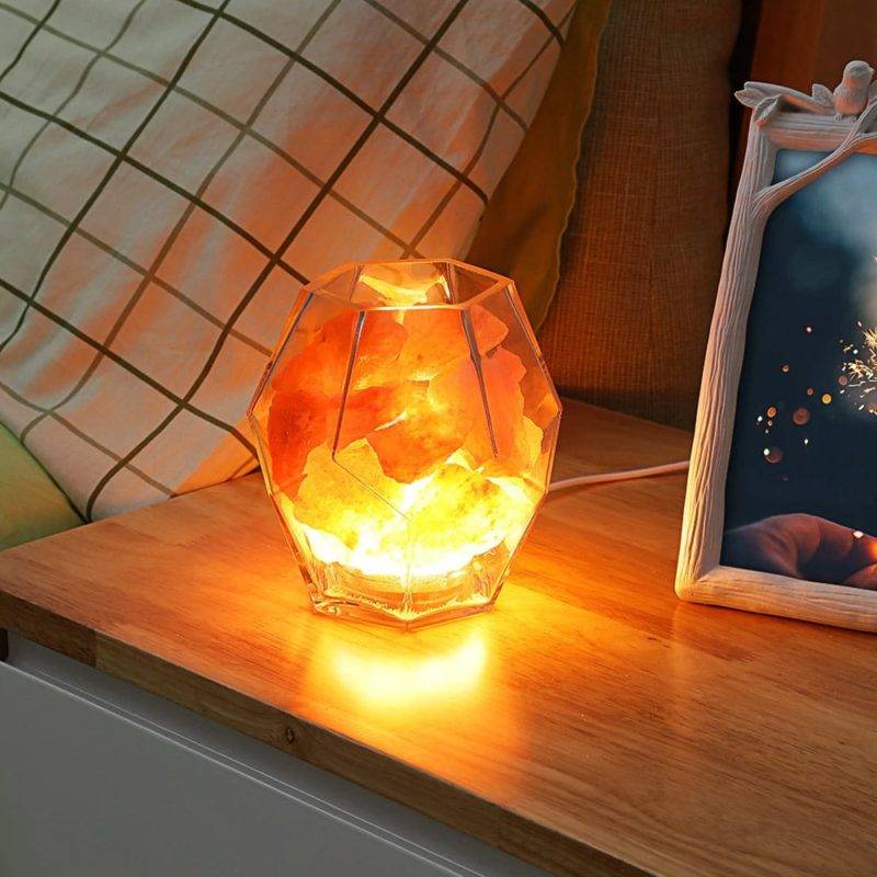 Lampe Prisme en Cristal de Sel Deco zen Lampe D'Ambiance