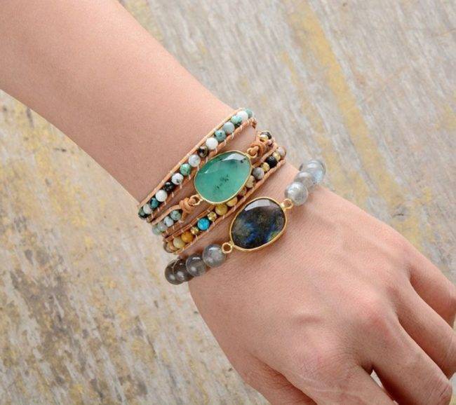 Bracelet Cosmos de Labradorite Bijoux pierre naturelle Bracelet pierre naturelle