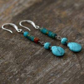 Boucles D&rsquo;oreilles Pierre Naturelle « Turquoise » Bijoux pierre naturelle Boucles d'oreilles pierre naturelle