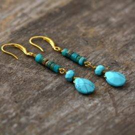 Boucles D&rsquo;oreilles Pierre Naturelle « Turquoise » Bijoux pierre naturelle Boucles d'oreilles pierre naturelle