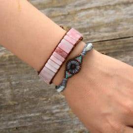 Bracelet Pierre Naturelle Jaspe Rose Bijoux pierre naturelle Bracelet pierre naturelle