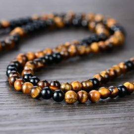 Collier Mala Œil de Tigre Bijoux pierre naturelle Collier pierre naturelle