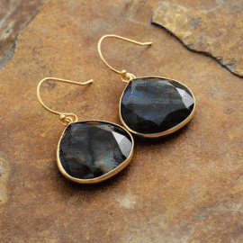 Boucles d’Oreilles Pierre Naturelle « Labradorite » Bijoux pierre naturelle Boucles d'oreilles pierre naturelle