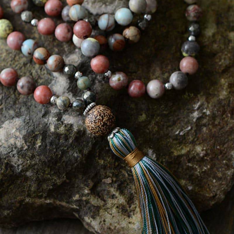 Collier Mala en Pyrite Naturelle Bijoux pierre naturelle Collier pierre naturelle