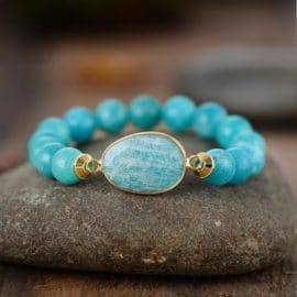 Bracelet d’Amazonite bleue Bijoux pierre naturelle Bracelet pierre naturelle