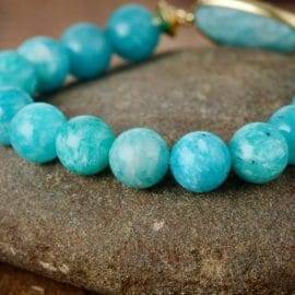 Bracelet d’Amazonite bleue Bijoux pierre naturelle Bracelet pierre naturelle
