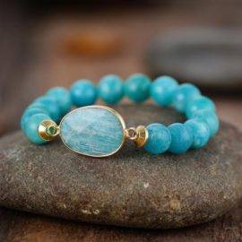 Bracelet d’Amazonite bleue Bijoux pierre naturelle Bracelet pierre naturelle
