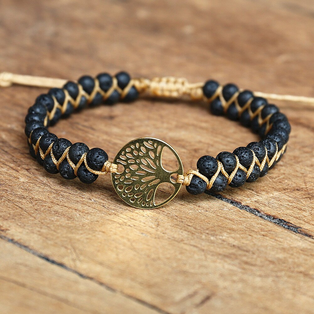 Bracelet Arbre de Vie en Pierres de Lave