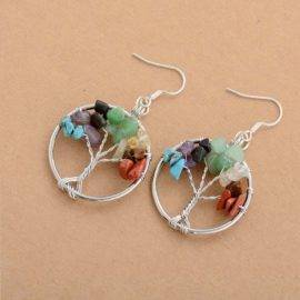 Boucles d’Oreilles Pierre Naturelle « 7 Chakras Arbre de Vie » Bijoux pierre naturelle Boucles d'oreilles pierre naturelle