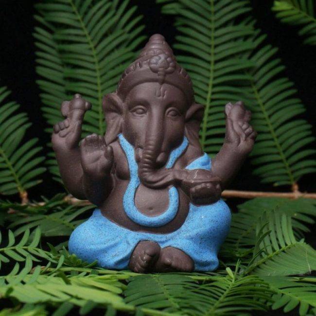 Statuette de Ganesh en céramique Statuette Bouddha Deco zen Couleur: Or