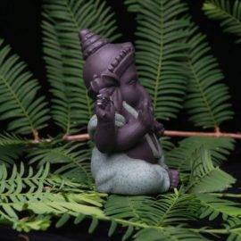Statuette de Ganesh en céramique Statuette Bouddha Deco zen Couleur: Or