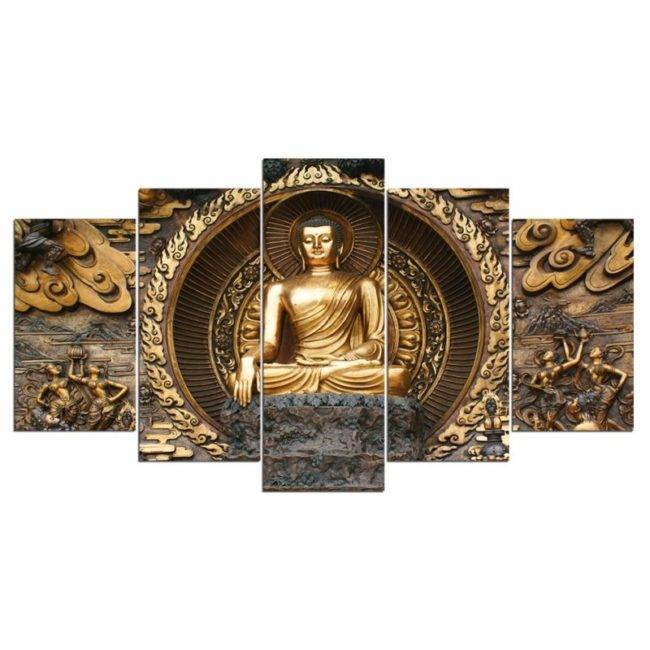 Tableau Statue de Bouddha 5 pièces Deco zen Tableaux zen