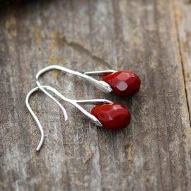 Boucles d’Oreilles Pierre Naturelle « Jaspe Rouge » Bijoux pierre naturelle Boucles d'oreilles pierre naturelle