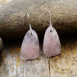 Boucles d’Oreilles Pierre Naturelle « Quartz Rose » Bijoux pierre naturelle Boucles d'oreilles pierre naturelle