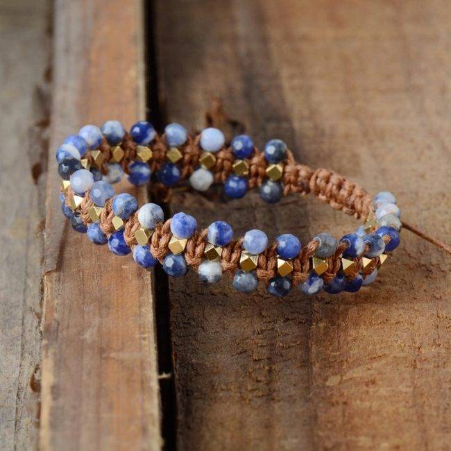Bracelet Perles de Sodalite Bijoux pierre naturelle Bracelet pierre naturelle