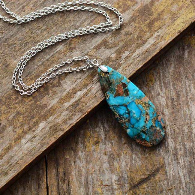 Collier Goutte Turquoise Bijoux pierre naturelle Collier pierre naturelle