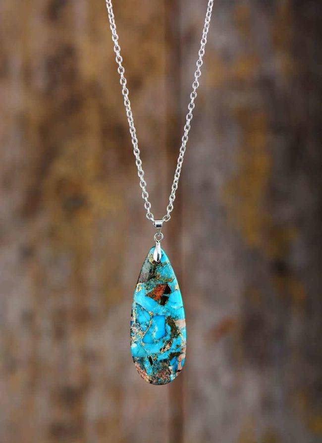 Collier Goutte Turquoise Bijoux pierre naturelle Collier pierre naturelle