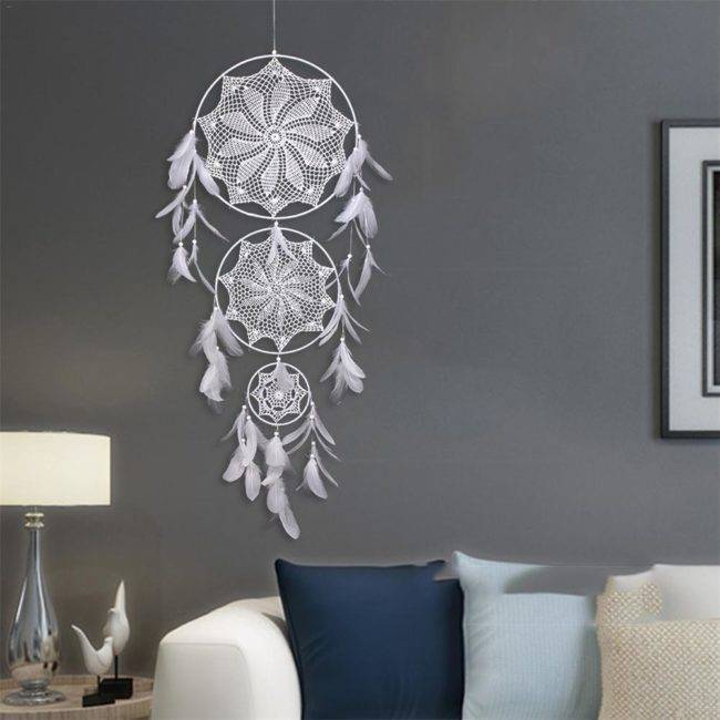 Attrape-rêve Mandala FLORAL 41cm – Violet, Macramé, Fait Main En France