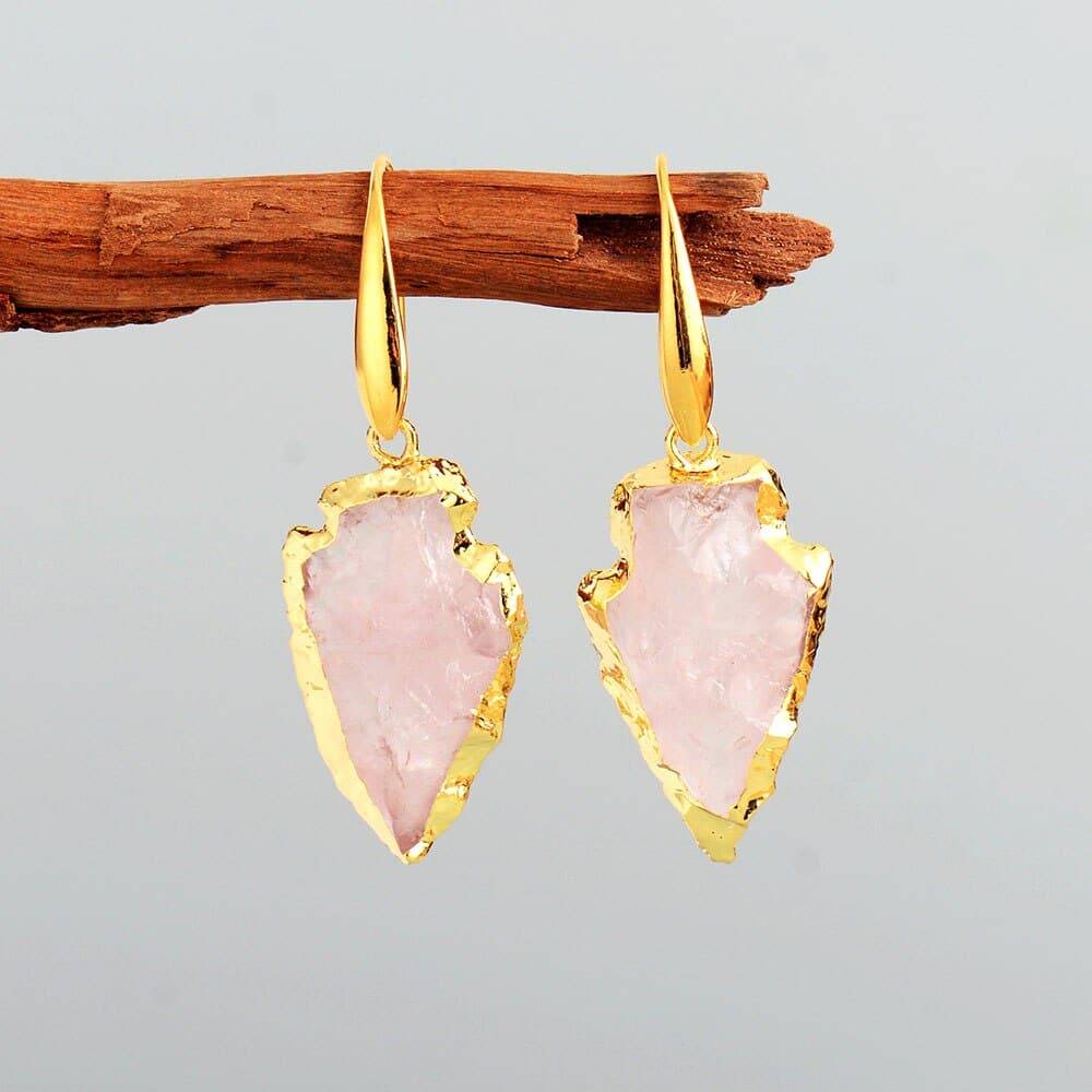 Boucles d&rsquo;Oreilles Pierre Naturelle « Flèche de Quartz » Bijoux pierre naturelle Boucles d'oreilles pierre naturelle