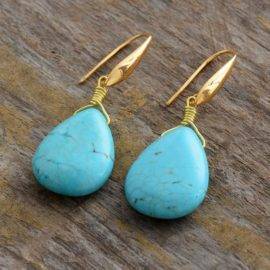 Boucles d’Oreilles Pierre Naturelle « Gouttes Turquoise » Bijoux pierre naturelle Boucles d'oreilles pierre naturelle