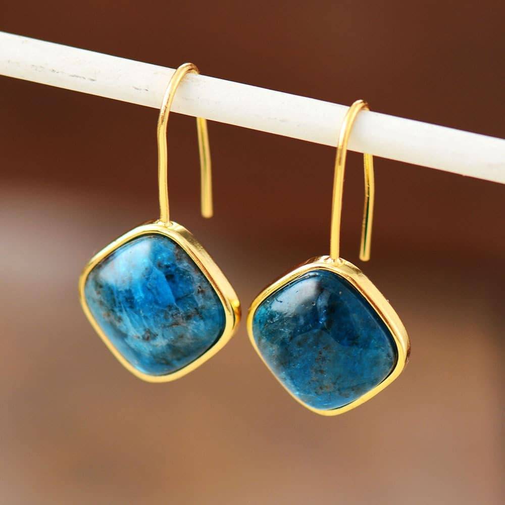 Boucles d&rsquo;Oreilles Pierre Naturelle « Apatite » Bijoux pierre naturelle Boucles d'oreilles pierre naturelle