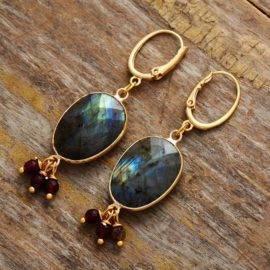 Boucles d’Oreilles Pierre Naturelle « Labradorite » Bijoux pierre naturelle Boucles d'oreilles pierre naturelle