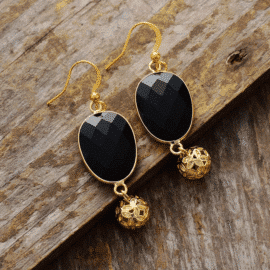 Boucles d’Oreilles Pierre Naturelle « Gouttes Onyx » Bijoux pierre naturelle Boucles d'oreilles pierre naturelle