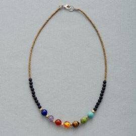 Collier Fin 7 Chakras Bijoux pierre naturelle Collier pierre naturelle