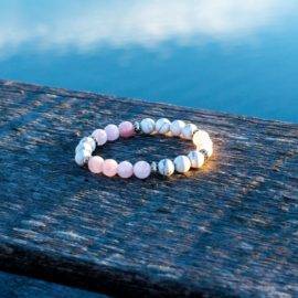Bracelet Quartz Rose Et Howlite Bijoux pierre naturelle Bracelet pierre naturelle
