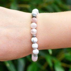 Bracelet Quartz Rose Et Howlite Bijoux pierre naturelle Bracelet pierre naturelle