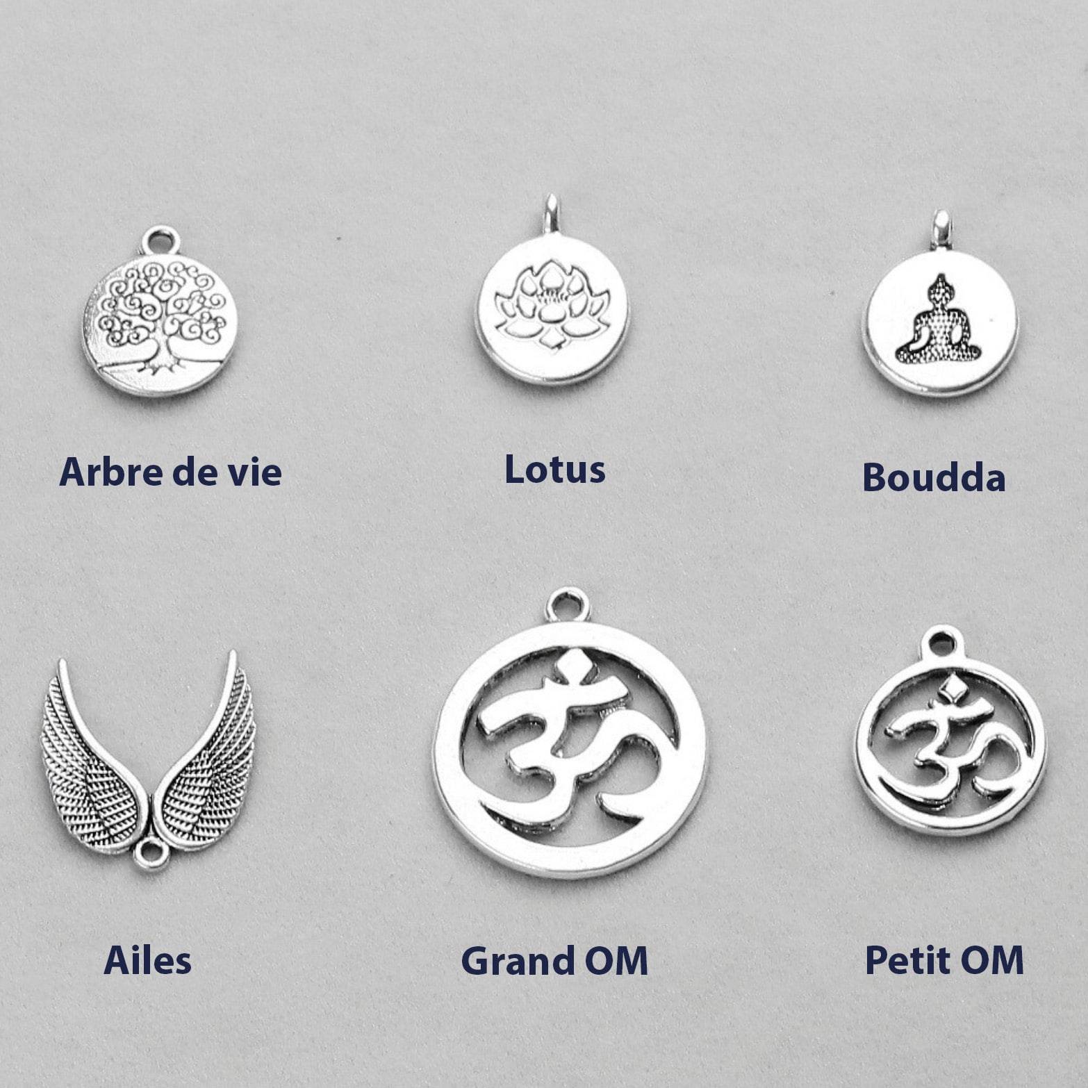 Bracelet mala en grenat Bijoux homme en pierre naturelle Bijoux pierre naturelle Bracelet pierre naturelle Médaillon: Grand OM