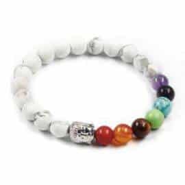 Bracelet 7 Chakras Howlite Bijoux homme en pierre naturelle Bijoux pierre naturelle Bracelet 7 chakras Bracelet pierre naturelle