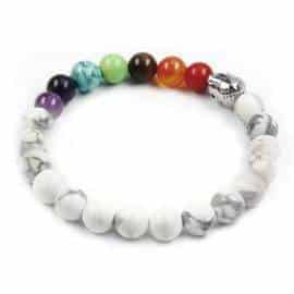 Bracelet 7 Chakras Howlite Bijoux homme en pierre naturelle Bijoux pierre naturelle Bracelet 7 chakras Bracelet pierre naturelle