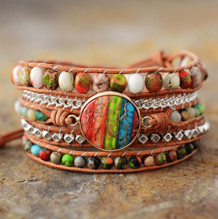 Bracelet 7 chakras main de fatma Bijoux pierre naturelle Bracelet 7 chakras Bracelet pierre naturelle