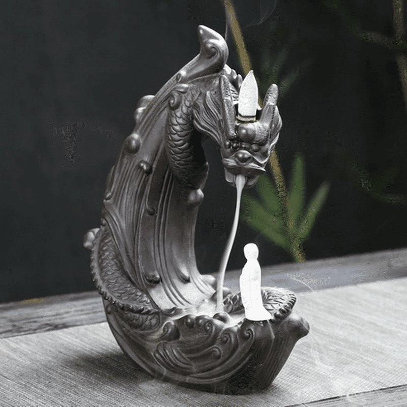 Brûleur Encens Dragon Enflammé Porte encens Porte Encens Design Porte Encens Dragon