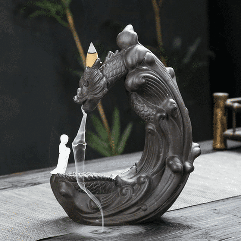 Brûleur Encens Dragon Enflammé Porte encens Porte Encens Design Porte Encens Dragon