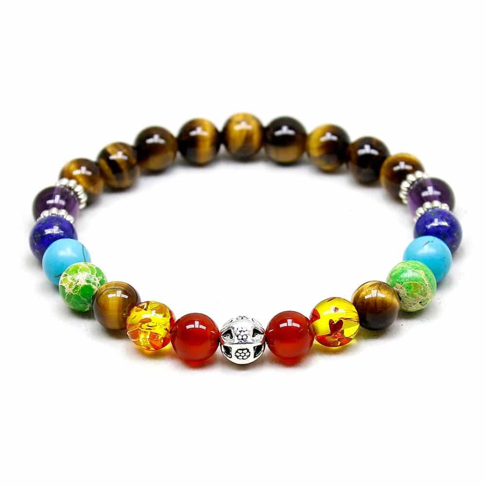 Bracelet 7 Chakras Oeil de Tigre Bijoux homme en pierre naturelle Bijoux pierre naturelle Bracelet 7 chakras Bracelet pierre naturelle