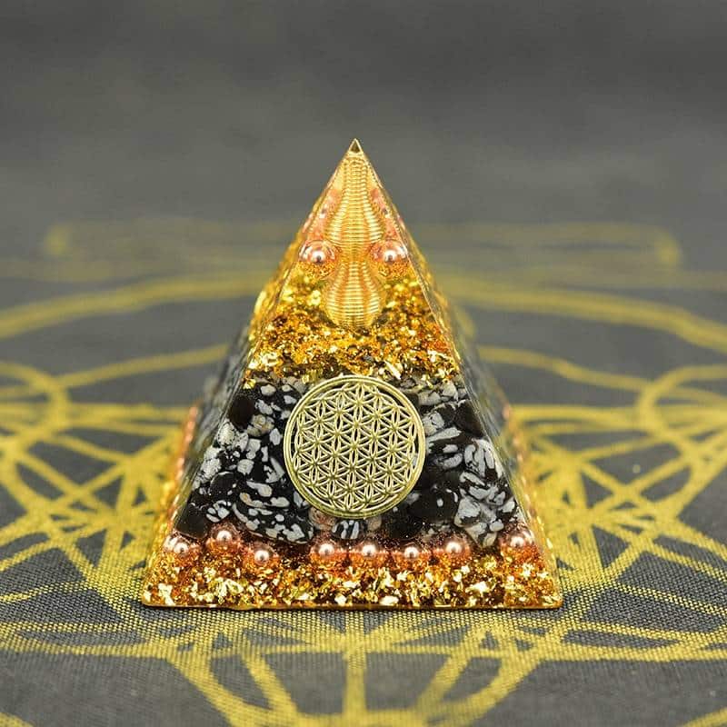 Orgonite Pyramide “Arbre de Vie Dorée”
