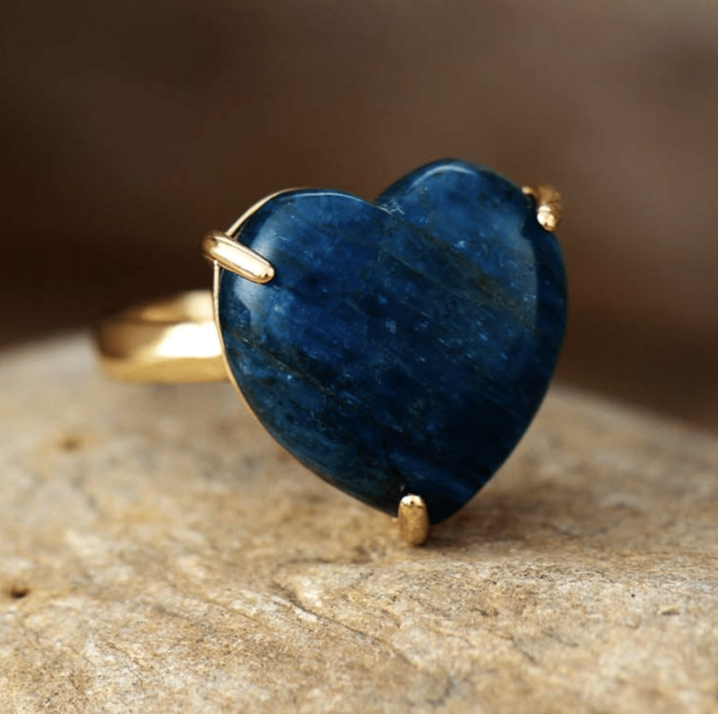 Bague Vintage Argentée Pierre Naturelle Peinte à La Main – Taille 58, Modèle 5024