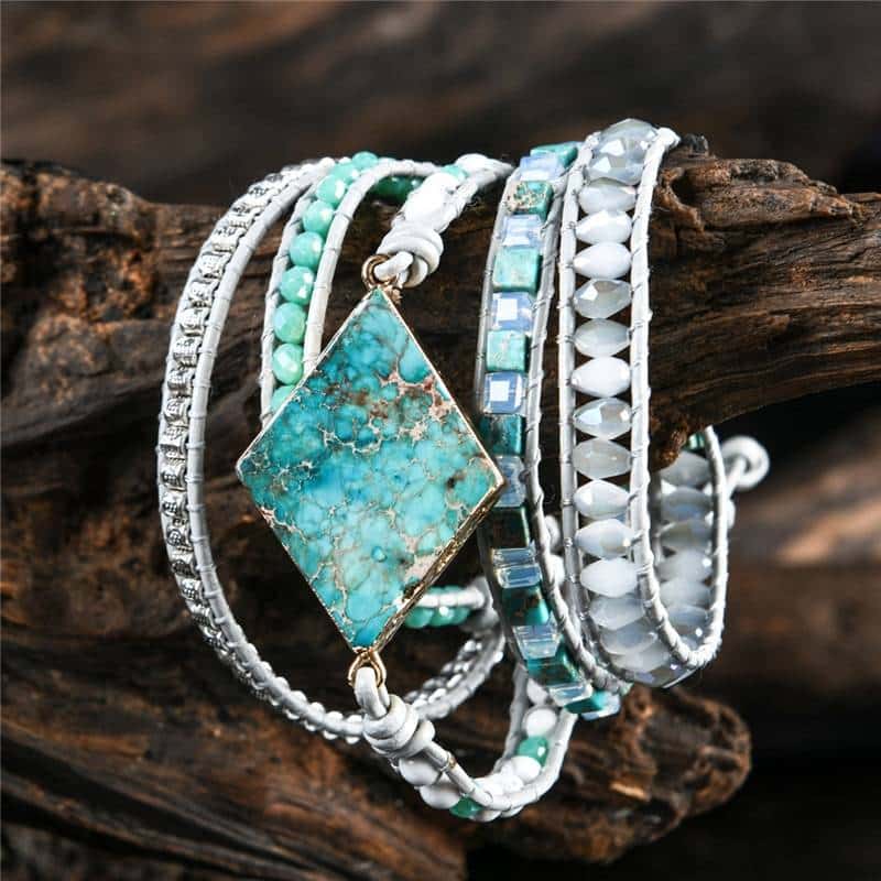 Bracelet Pierres Naturelles “Opale et Jaspe Impérial Bleu”
