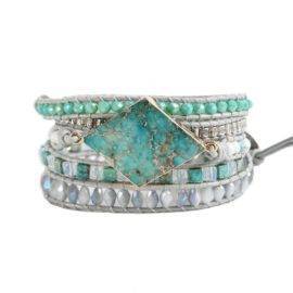 Bracelet en pierres naturelles d&rsquo;Opale et Jaspe impérial bleu Bijoux pierre naturelle Bracelet pierre naturelle