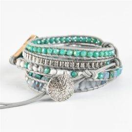 Bracelet en pierres naturelles d&rsquo;Opale et Jaspe impérial bleu Bijoux pierre naturelle Bracelet pierre naturelle