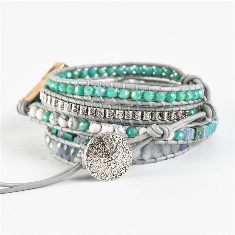 Bracelet en pierres naturelles d&rsquo;Opale et Jaspe impérial bleu Bijoux pierre naturelle Bracelet pierre naturelle