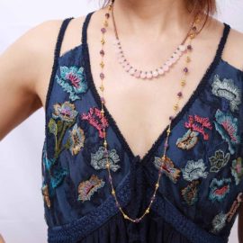 Collier Pierre Naturelle Quartz Rose