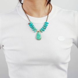 Collier Pierres naturelles Amazonite et turquoise